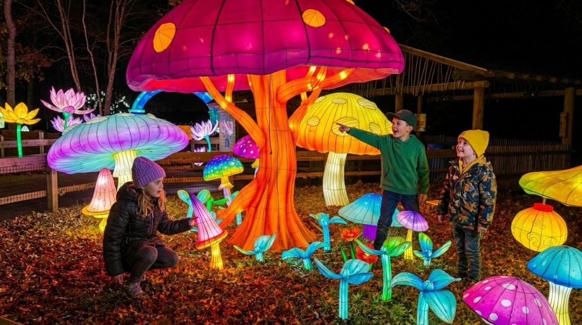 a mushroom lighted by the children